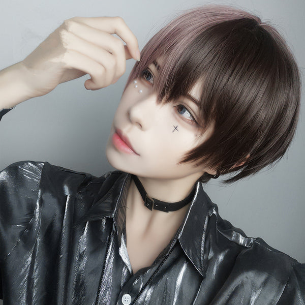 Harajuku handsome mixed color short wig yc23512