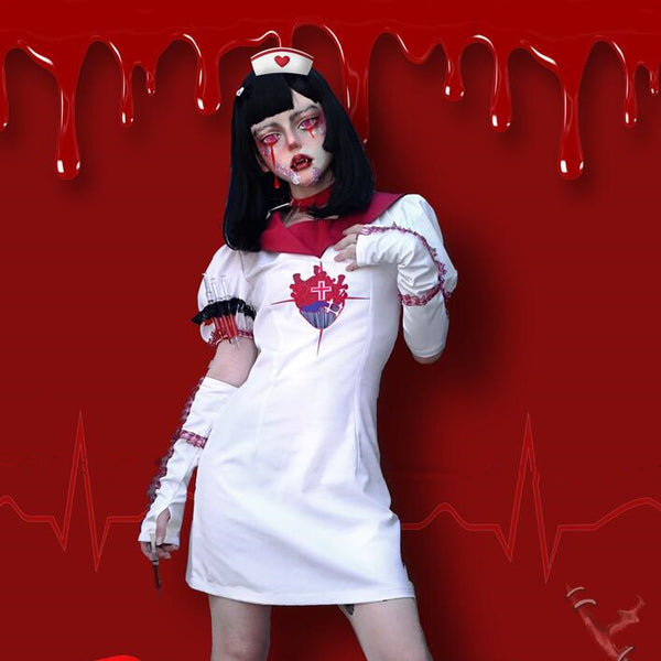 Nurse killer white red cos dress yc23518