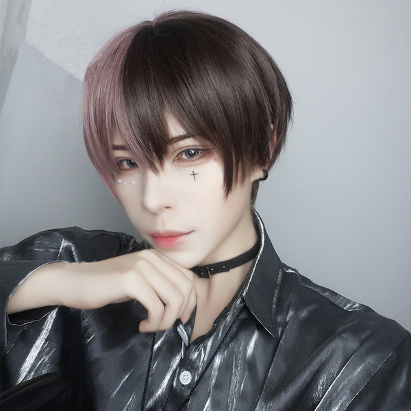 Harajuku handsome mixed color short wig yc23512 – anibiu