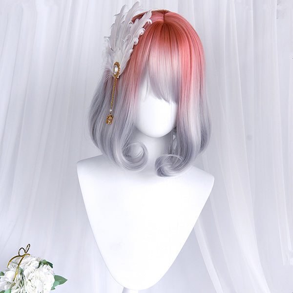 Harajuku lolita pink gray gradient wig yc23587