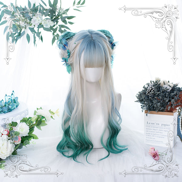 Fashion lolita gradient long curly wig yc23465