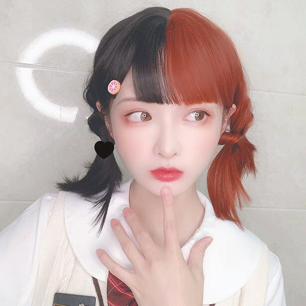 lolita black orange mixed color wig yc23429