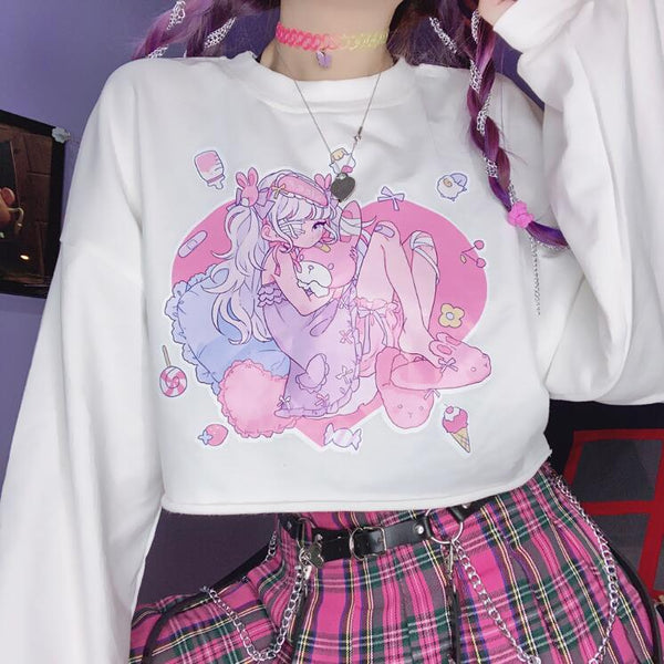 Japanese sweet girl print T-shirt yc23545