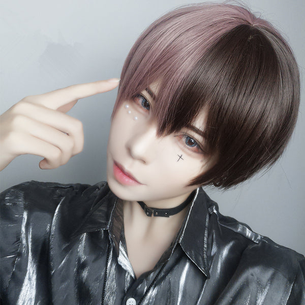 Harajuku handsome mixed color short wig yc23512