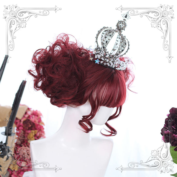 Lolita red purple curly hair wig yc22595