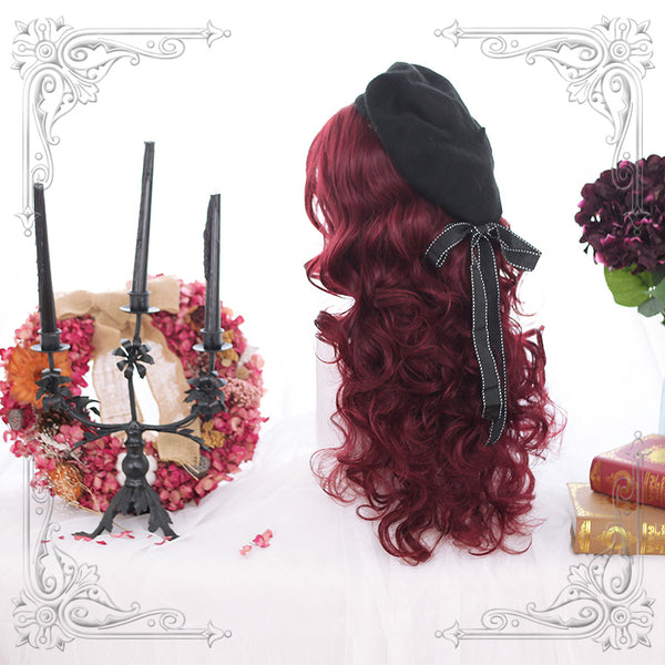 Lolita red purple curly hair wig yc22595
