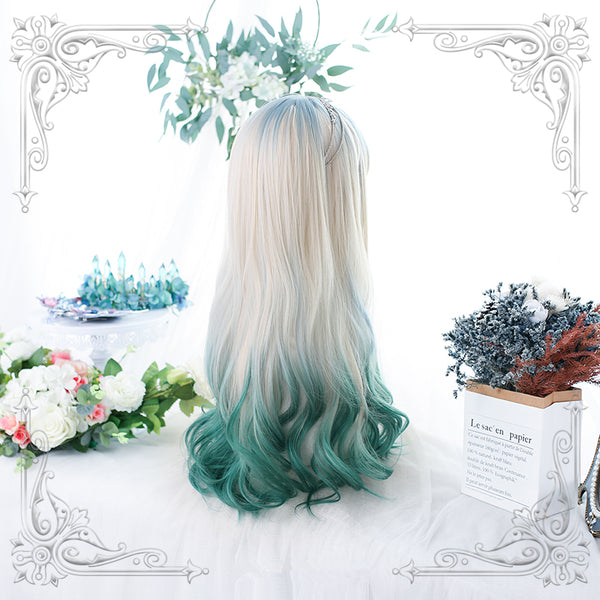 Fashion lolita gradient long curly wig yc23465