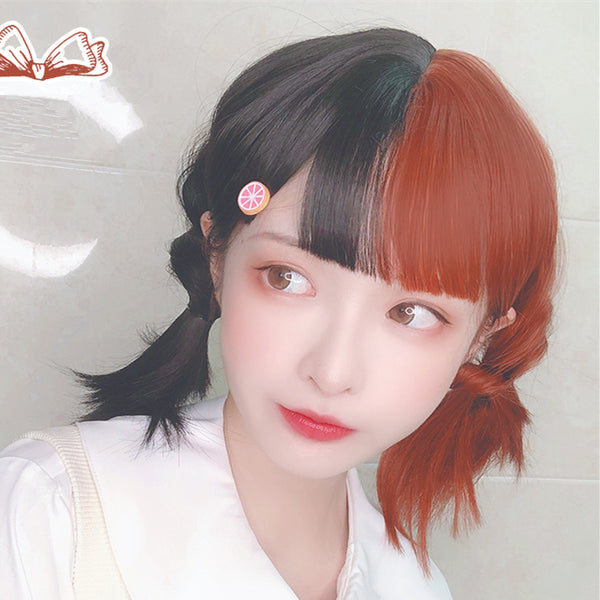 lolita black orange mixed color wig yc23429