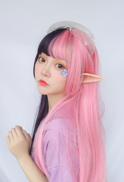 Lolita pink black stitching wig    YC21471