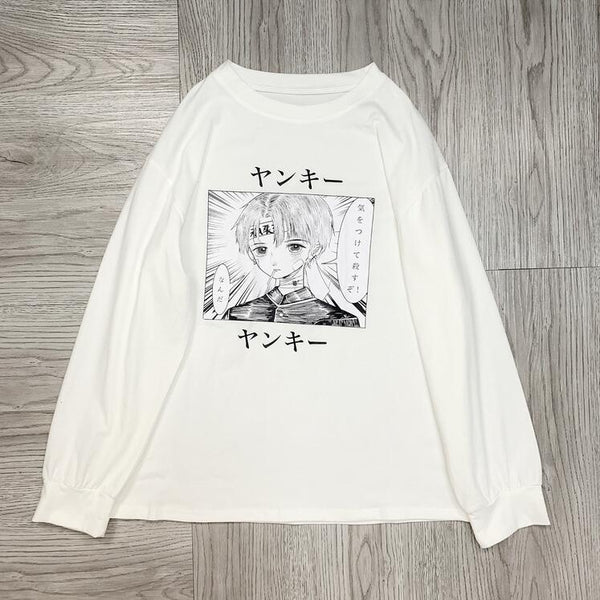 Japanese printed autumn casual sweatshirt yc23581