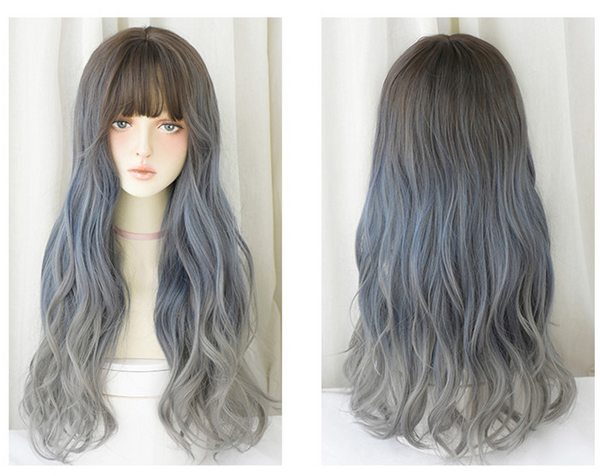 lolita black gray long wig yc22852