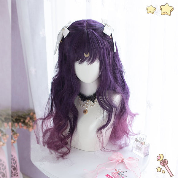 lolita cute hair bun purple gradient wig yc23450