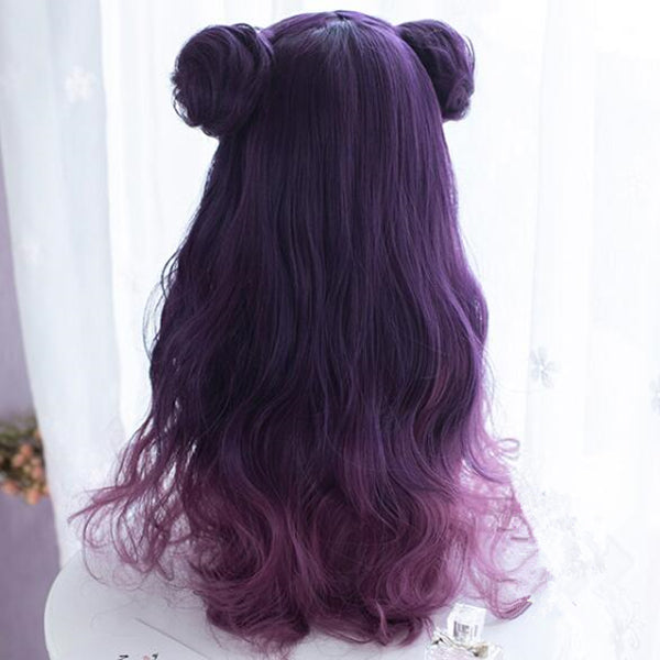 lolita cute hair bun purple gradient wig yc23450