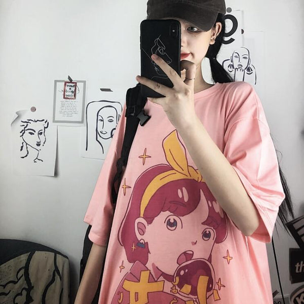 Harajuku style cute girl T-shirt yc23366