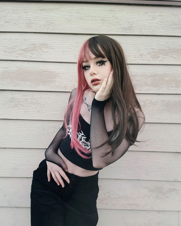 lolita pink black wig yc22626