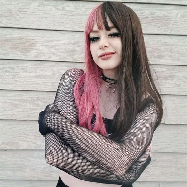 lolita pink black wig yc22626