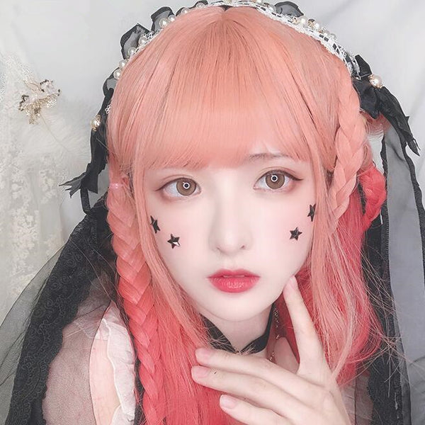 lolita kawaii red gradient wig yc23422