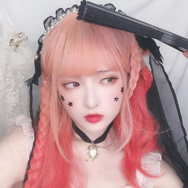 lolita kawaii red gradient wig yc23422