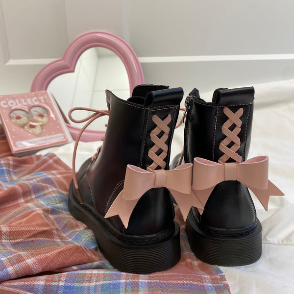 Pink Bow Martin Boots yc24832
