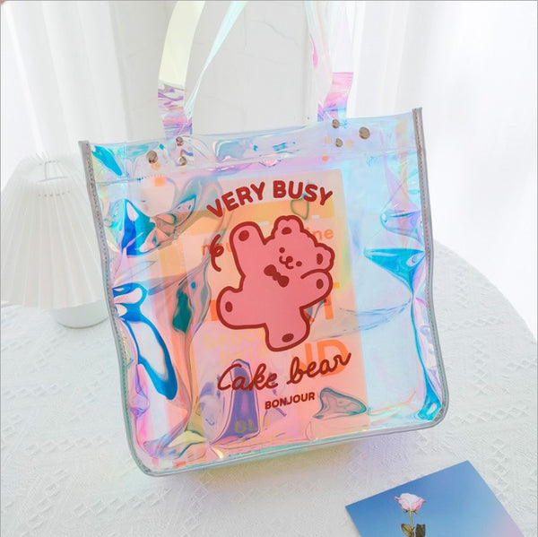 cute bear pattern transparent handbag yc23424