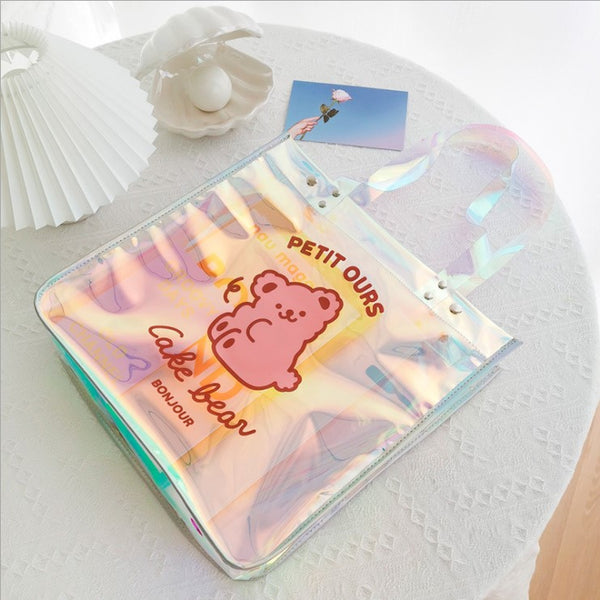 cute bear pattern transparent handbag yc23424