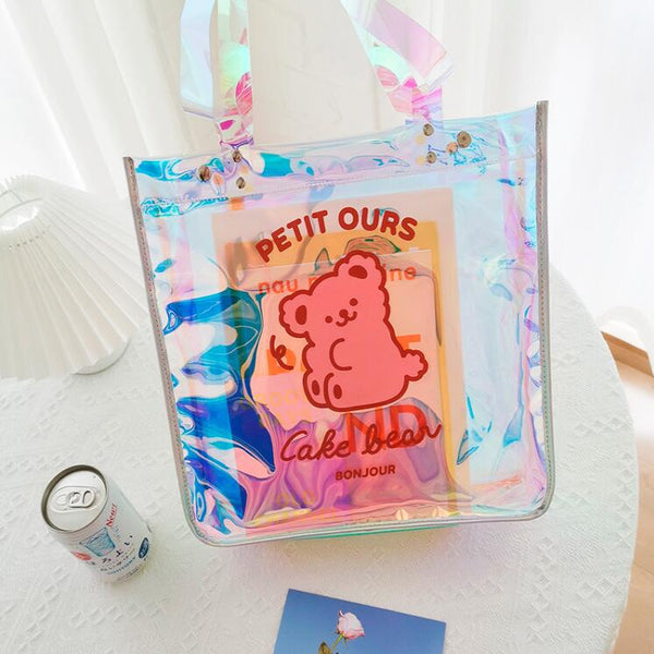 cute bear pattern transparent handbag yc23424