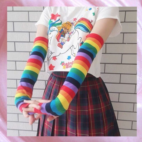 rainbow series folding fan and rainbow sleeve yc23136