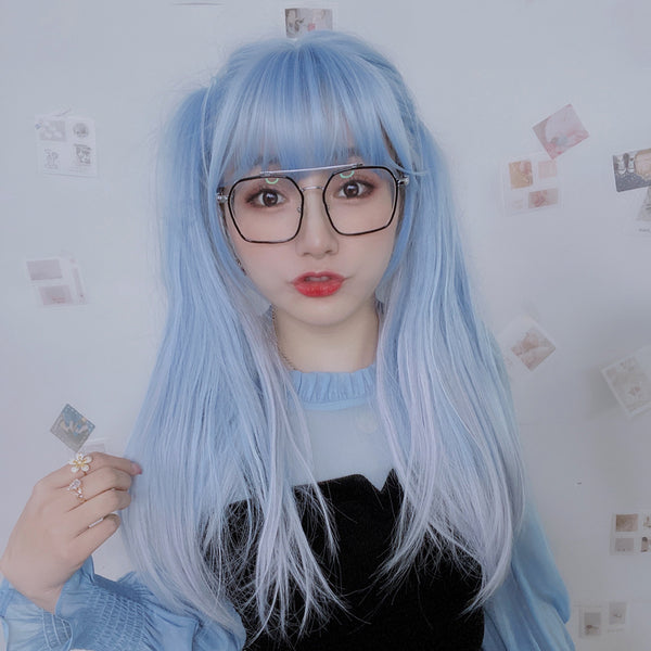 lolita blue gray straight wig YC24111