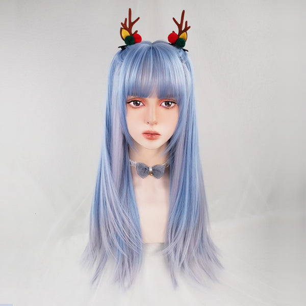 lolita blue gray straight wig YC24111