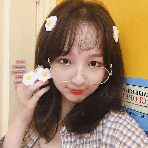 Cute style fried egg hair rope hair clip yc23335