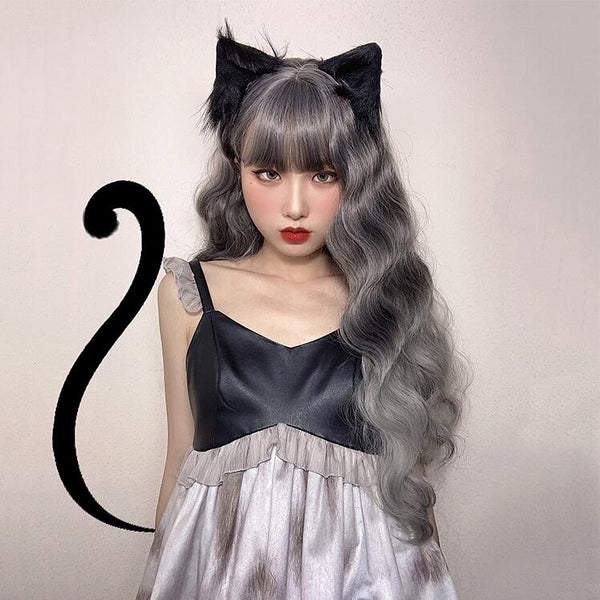 lolita light gray curly wig yc23722