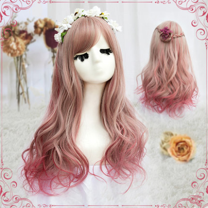 Harajuku lolita gray red mixed color cos wig YC20211