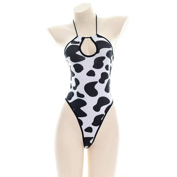 Fashion cute cow pattern halterneck swimsuit yc23513