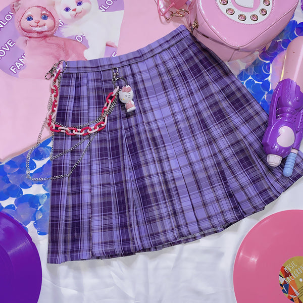 College style summer plaid skirt yc23284