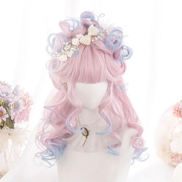 lolita style pink blue gradient wig yc23255