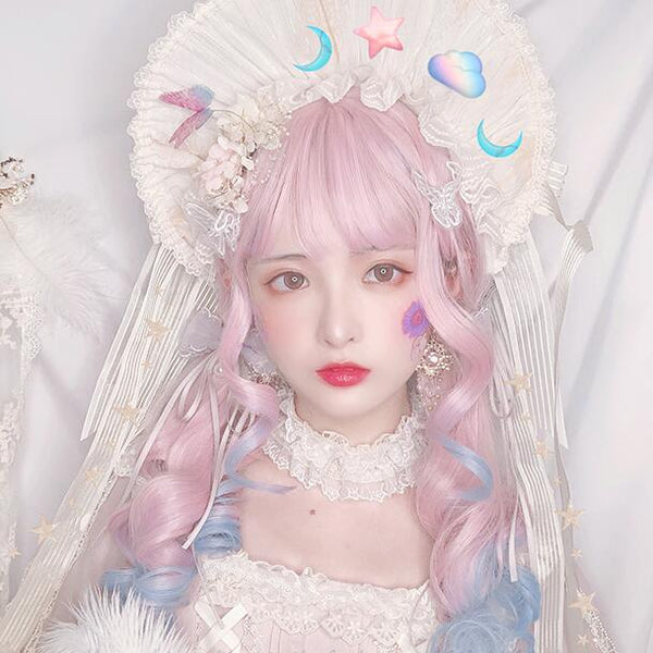 lolita style pink blue gradient wig yc23255