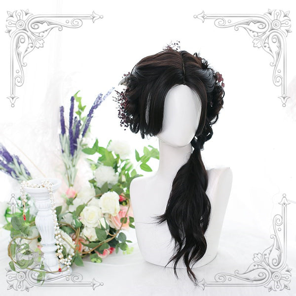 lolita black-brown long curly wig yc23230