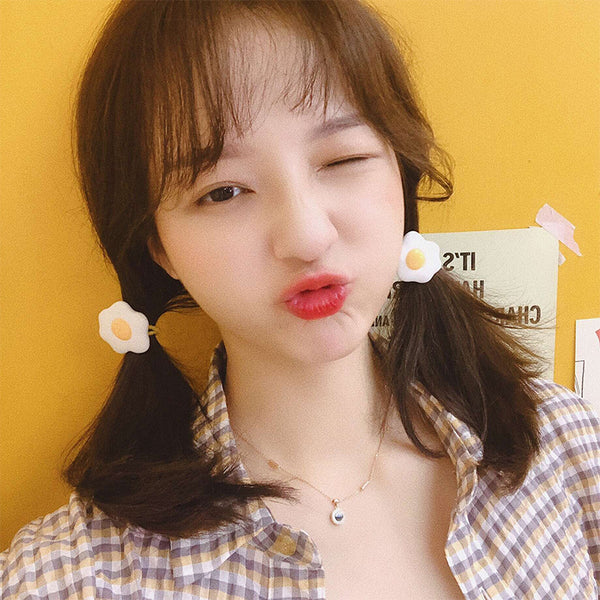 Cute style fried egg hair rope hair clip yc23335