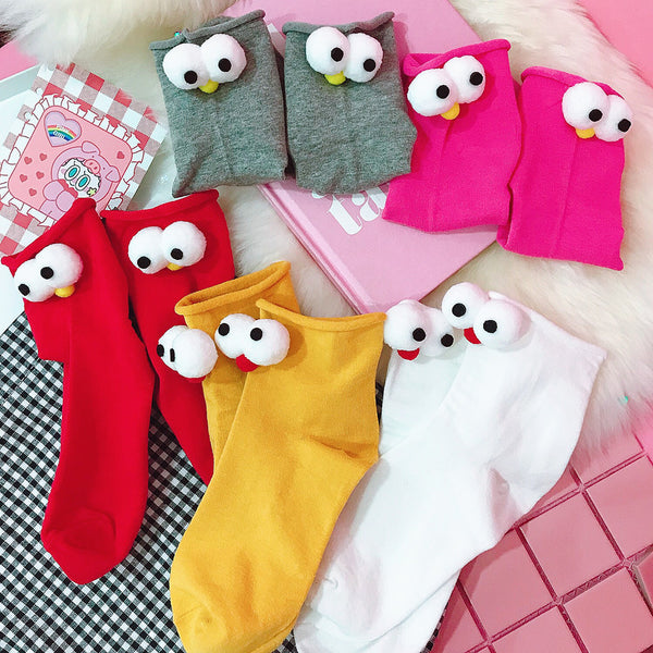 Japanese cute eye socks with 11 color yc20829