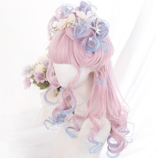 lolita style pink blue gradient wig yc23255