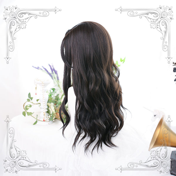 lolita black-brown long curly wig yc23230