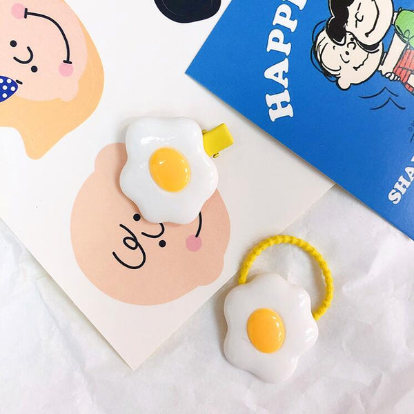 Cute style fried egg hair rope hair clip yc23335