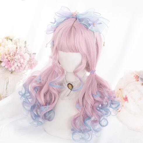 lolita style pink blue gradient wig yc23255