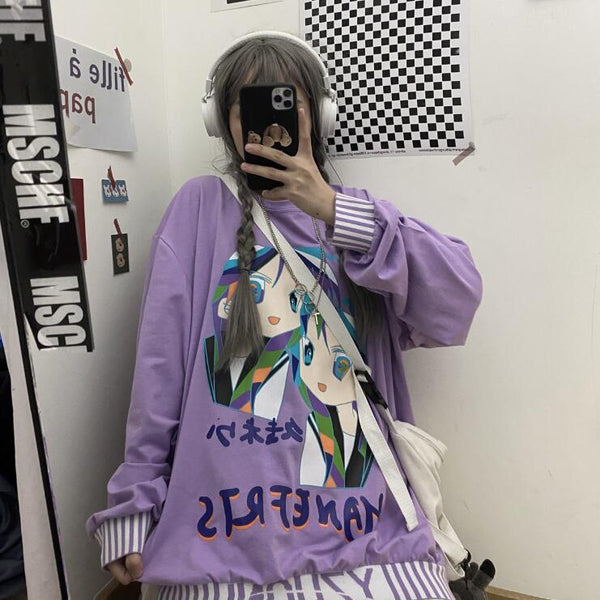 Fashion autumn anime print sweatshirt yc23546