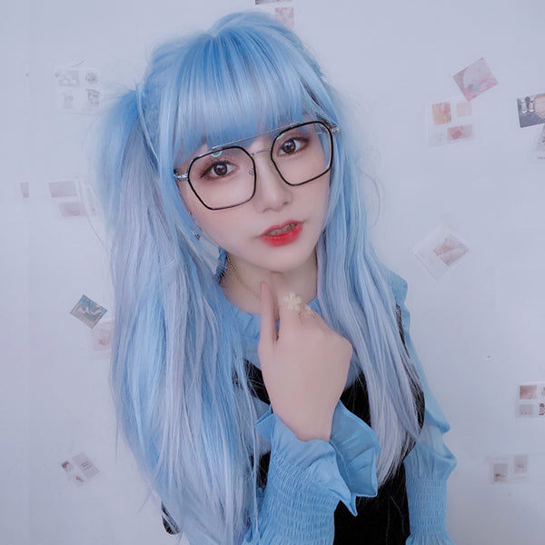 lolita blue gray straight wig YC24111