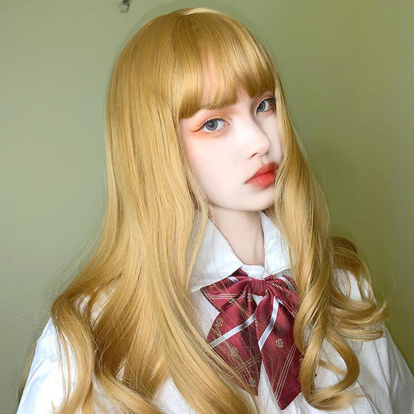Lolita Fashion Gold Curly Wig yc23697