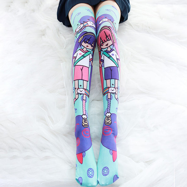 Harajuku style girl print socks yc23394