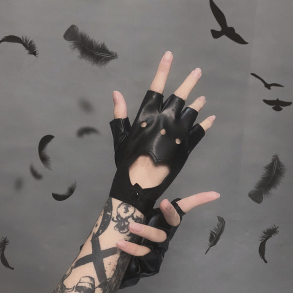 Fashion handsome black fingerless gloves yc23504