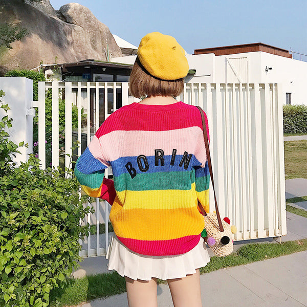 Rainbow coat sweater yc21076