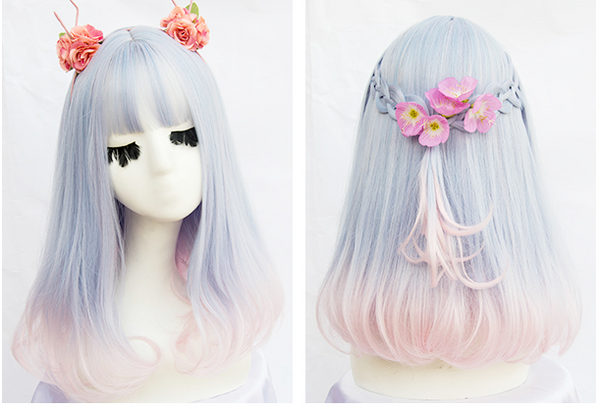 Lolita blue pink wig (gift Hair net) YC20217